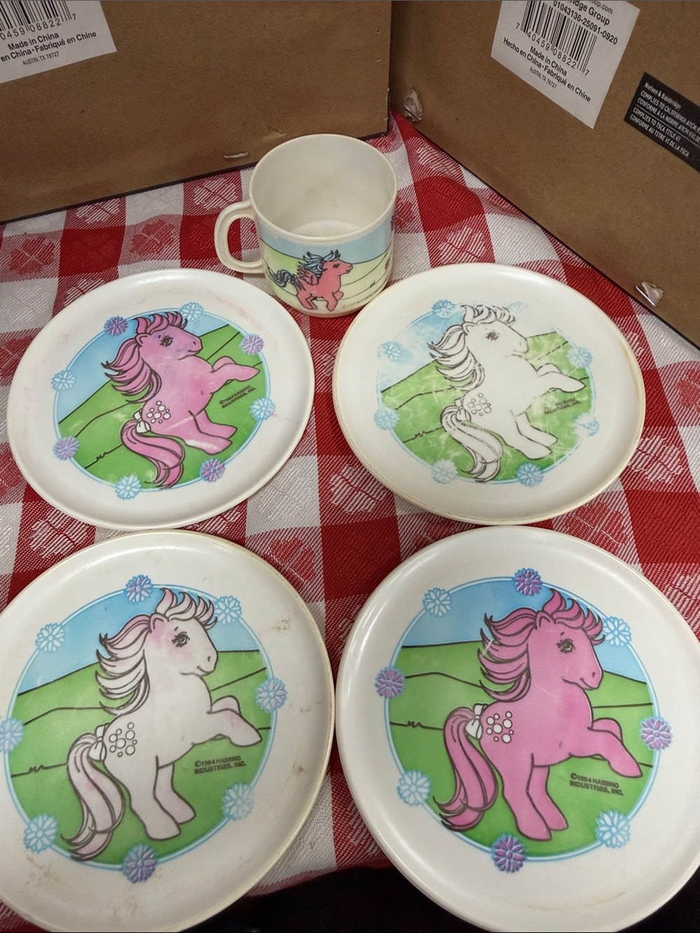 My little Pony miniature Set - Pink & White Pony Plates with Matching Mu